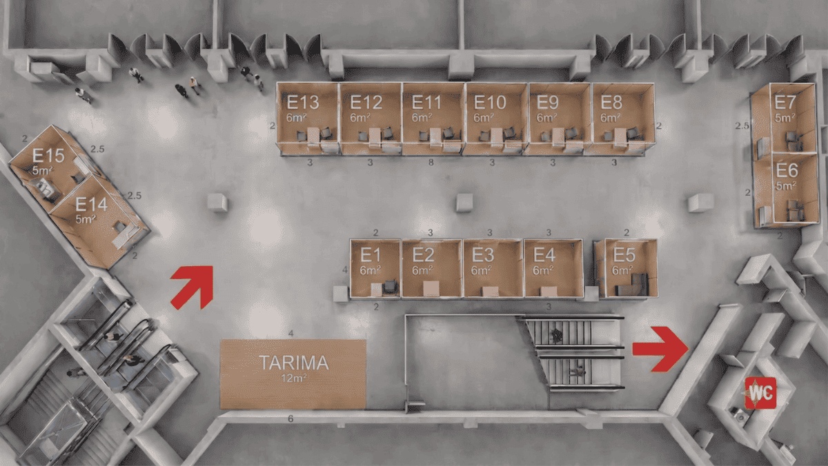 Planimetría del Congreso Inmobiliario 2026: 15 stands de exposición comercial y tarima